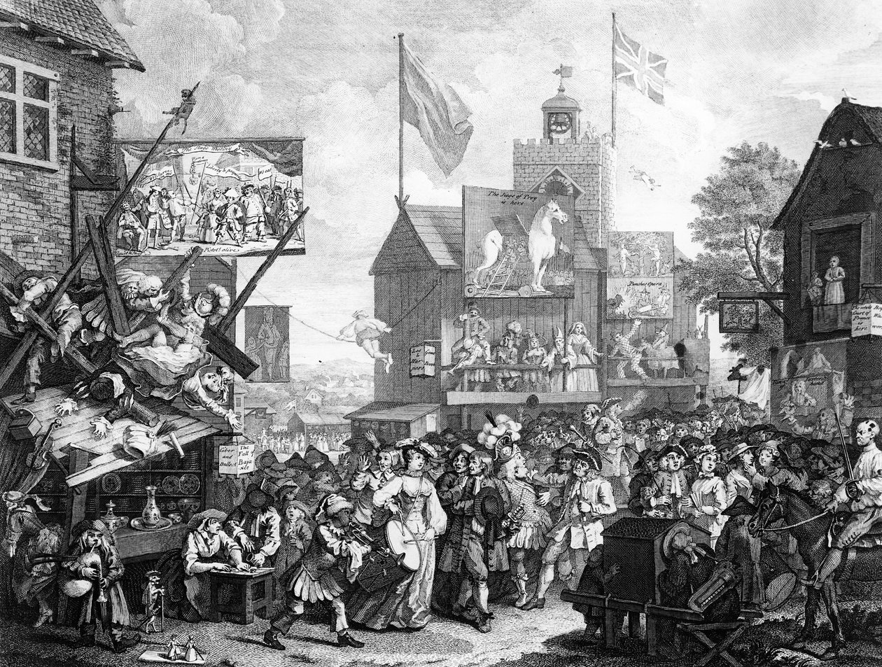 Targi w Southwark, 1733 autorstwa William Hogarth