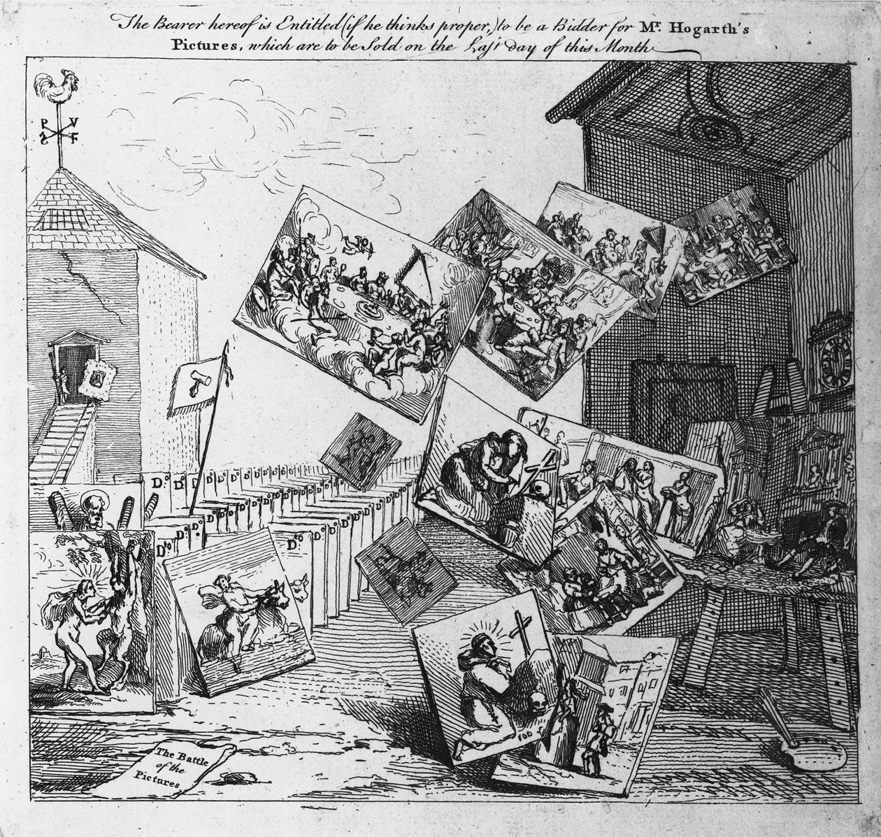 Bitwa obrazów, 1745 autorstwa William Hogarth