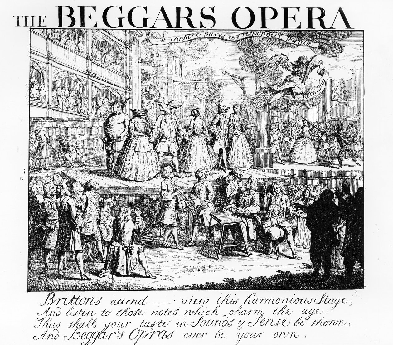 Opera żebracza w wersji burleskowej, 1728 autorstwa William Hogarth