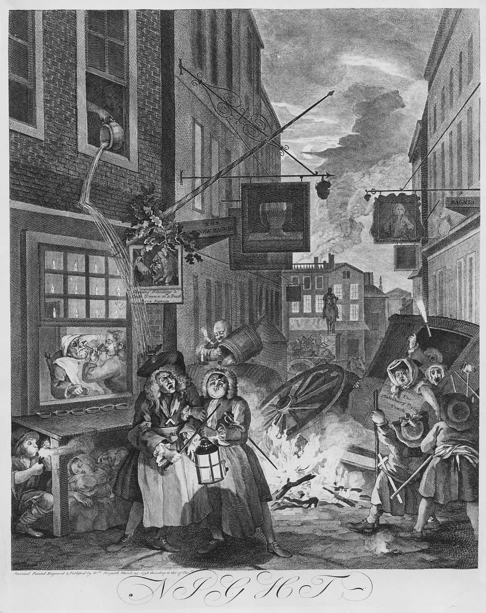 Pory dnia, nocy, 1738 autorstwa William Hogarth