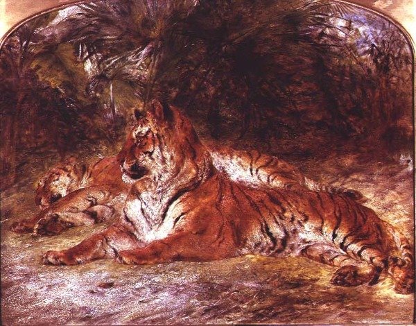 Tygrysy (olej na pokładzie) autorstwa William Huggins
