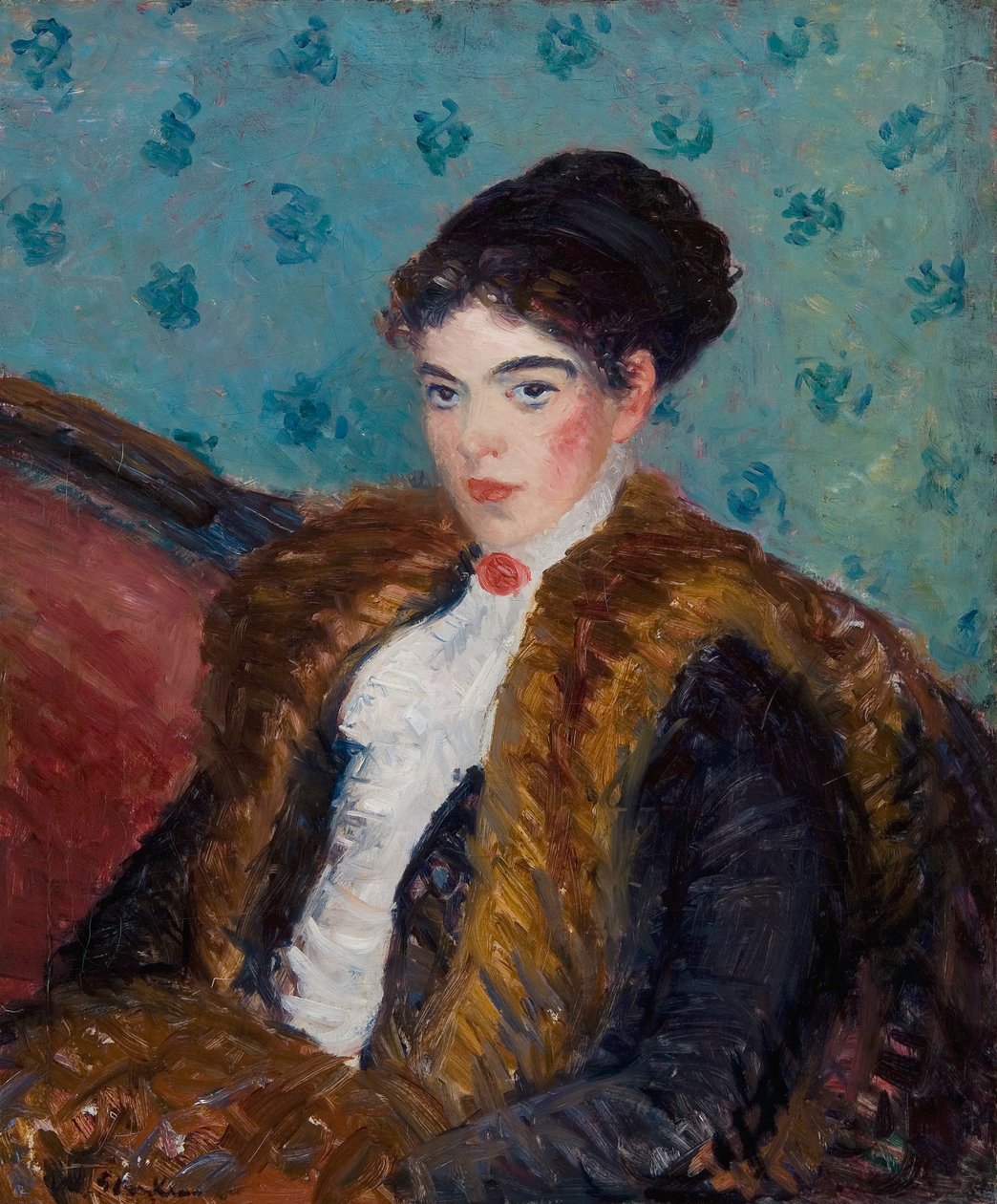 Dziewczyna w lisich futrach autorstwa William James Glackens