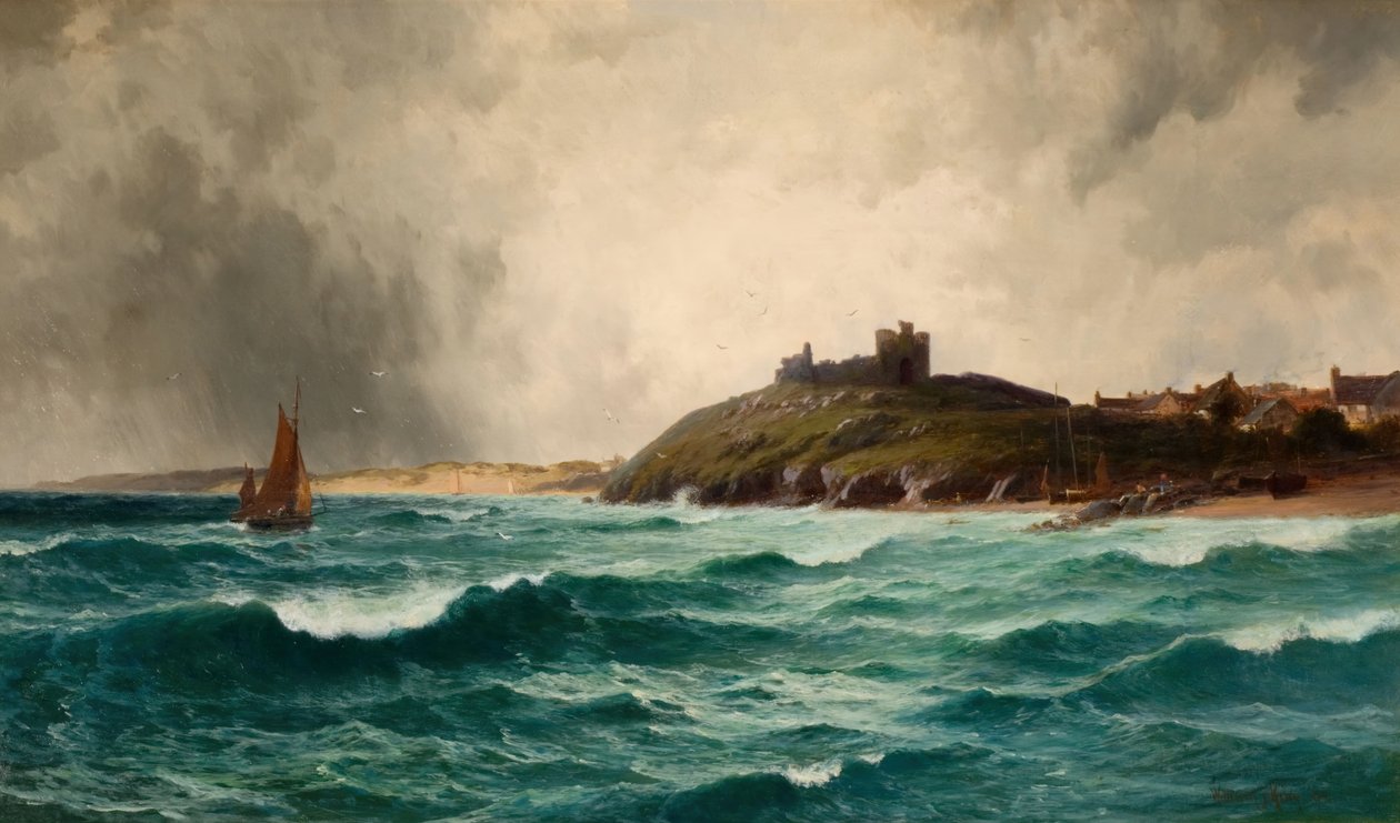Scena przybrzeżna z zamkiem Criccieth, 1892. autorstwa William Joseph King