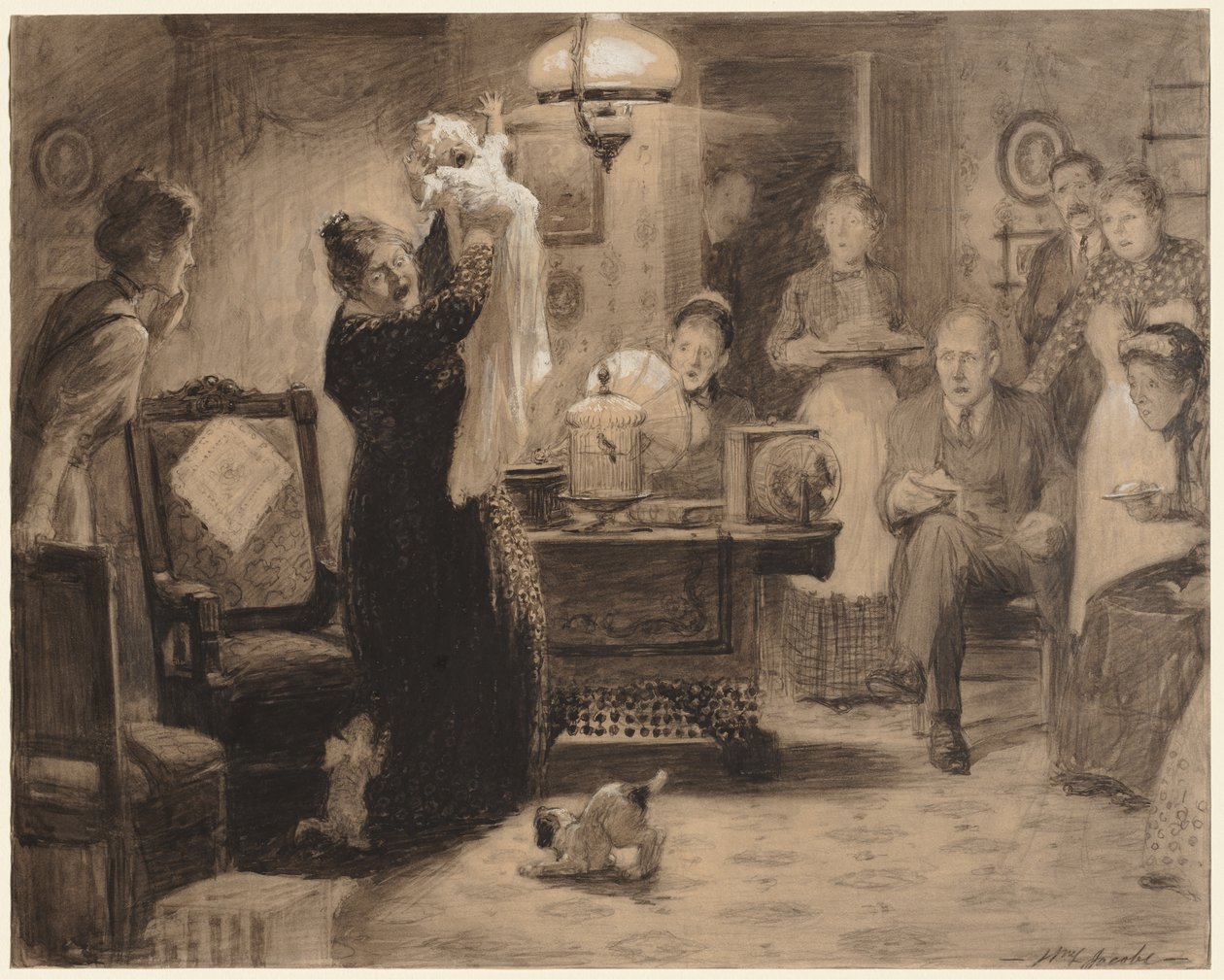 Szkic do ilustracji "Stacjonarne dziecko" autorstwa William Leroy Jacobs