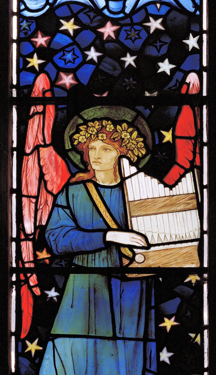 Anioł Muzykant, 1881 (witraż) autorstwa William Morris