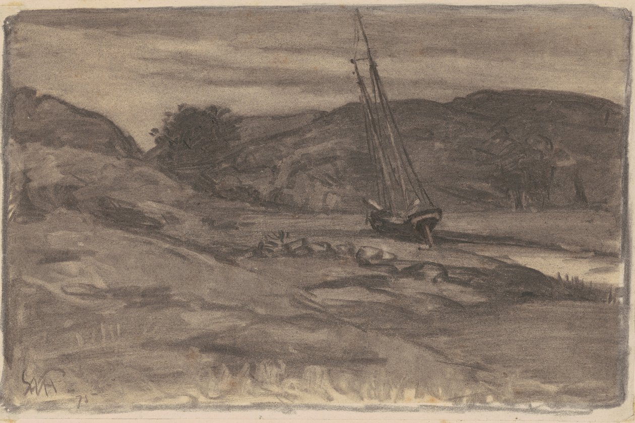 Stranded, 1875 (węgiel na papierze tkanym) autorstwa William Morris