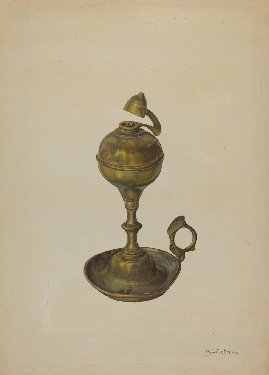 Lampa mosiężna, ok. 1939. autorstwa William O. Fletcher