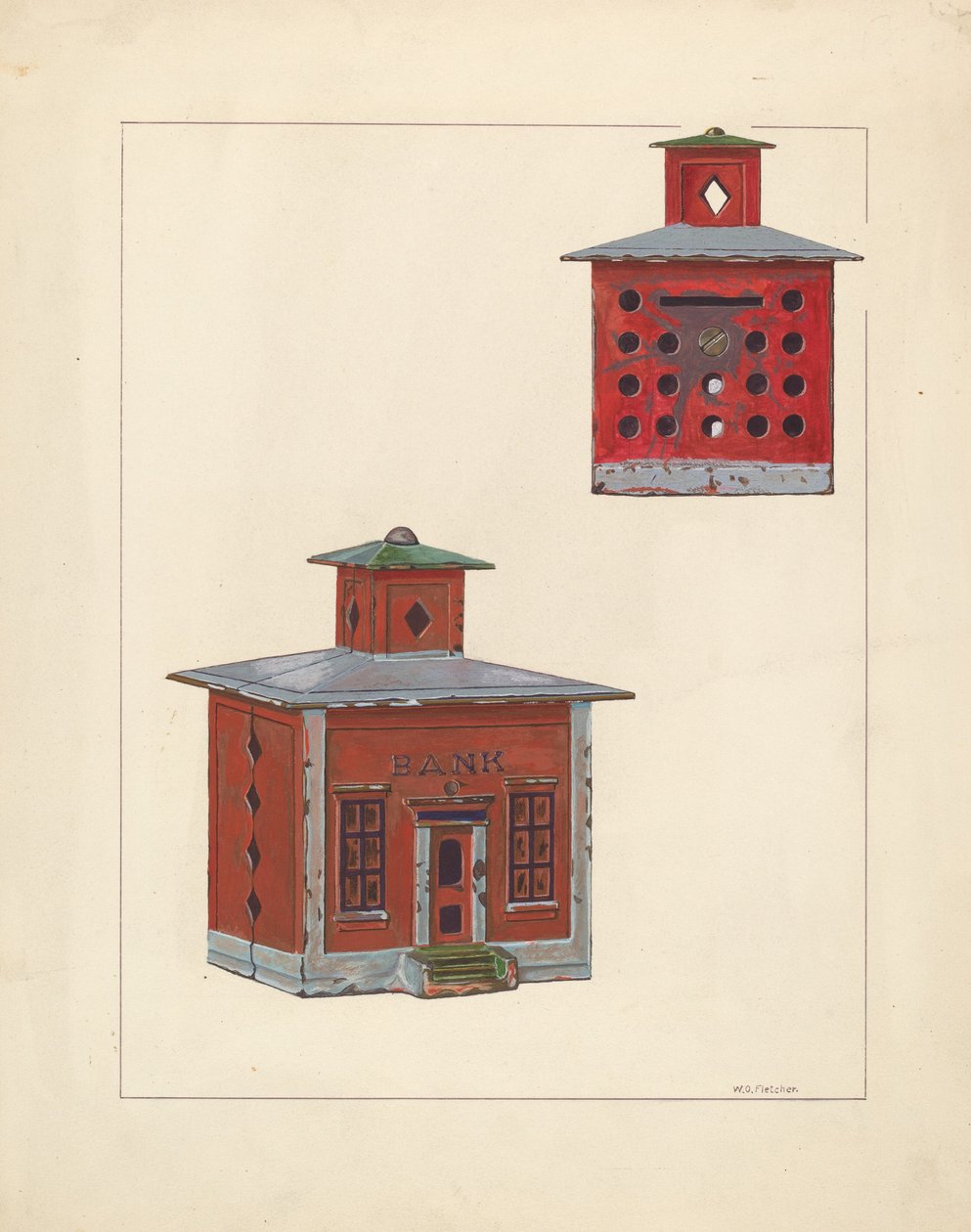 Red School House Bank, ok. 1930 r. 1937. autorstwa William O. Fletcher