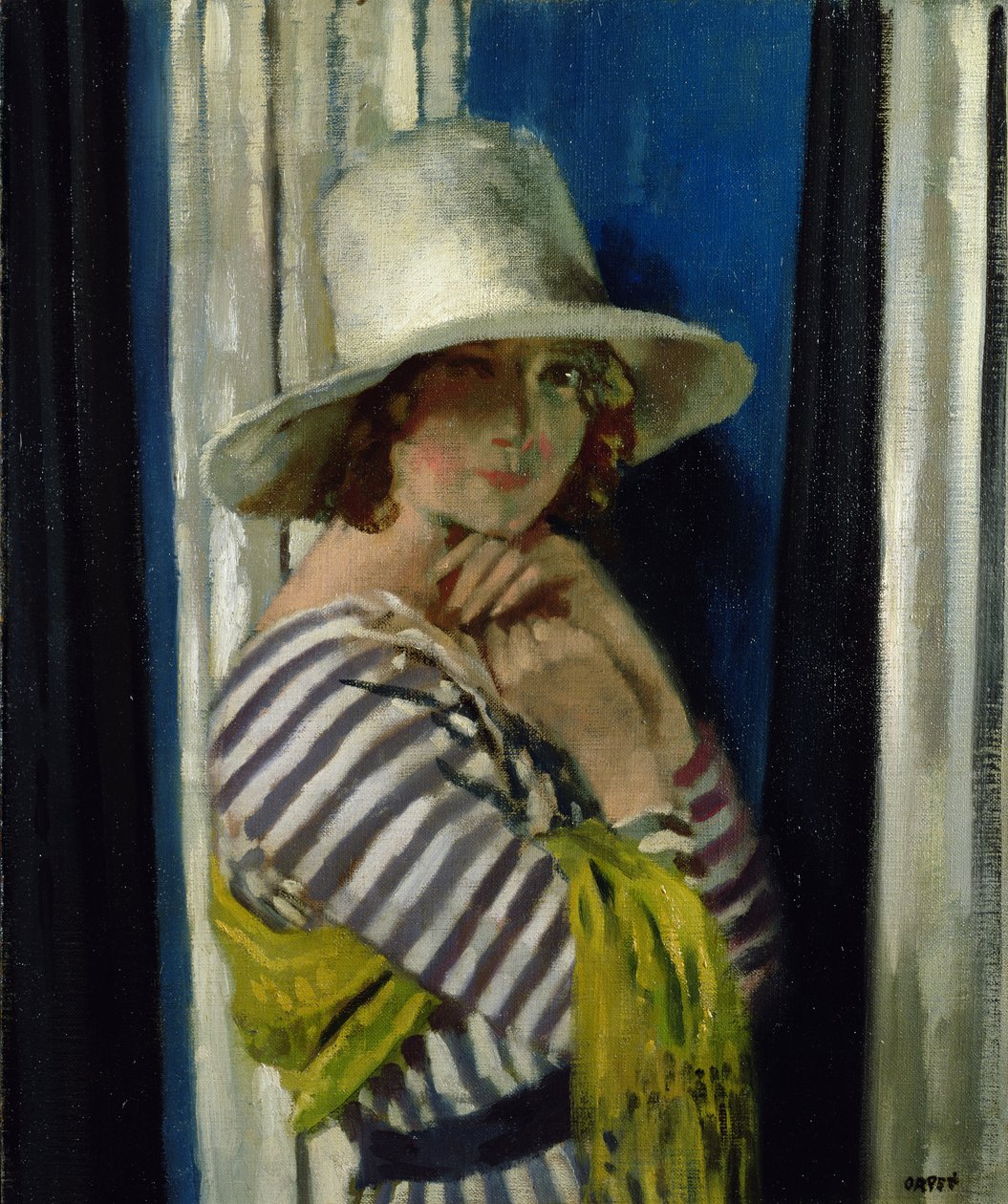 Pani Hone w sukience w paski, 1912 autorstwa William Orpen