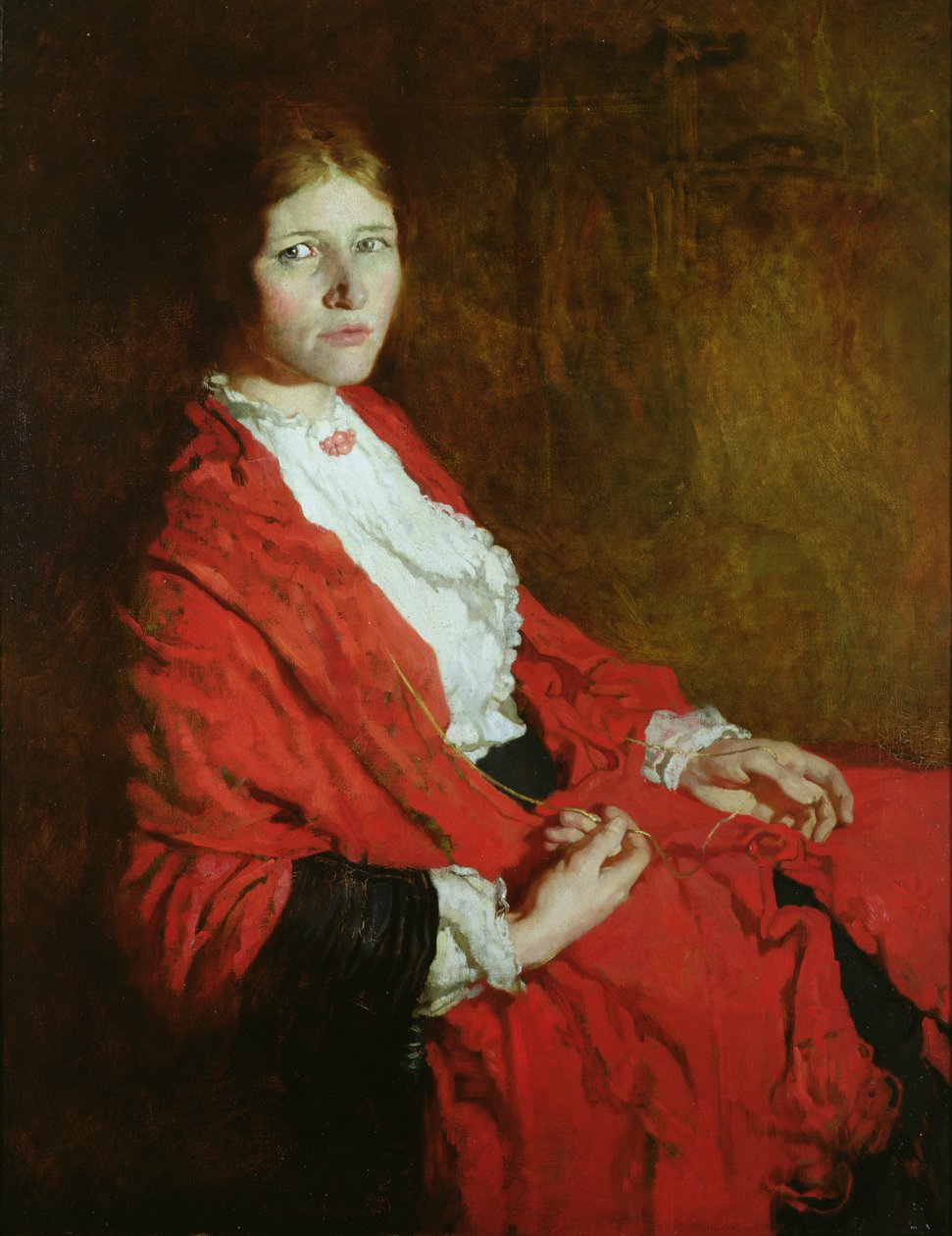 Czerwony szalik (olej na płótnie) autorstwa William Orpen