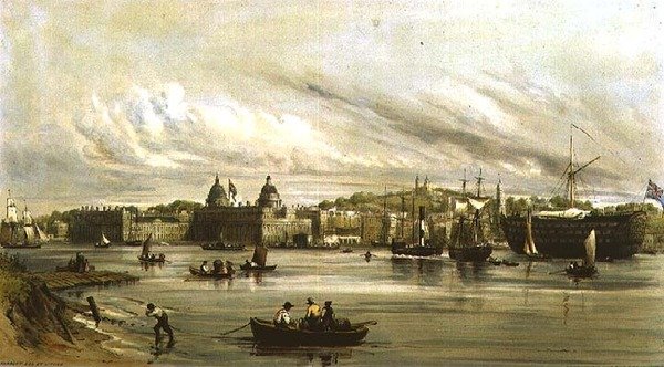 Greenwich i pancernik (lito) autorstwa William Parrott