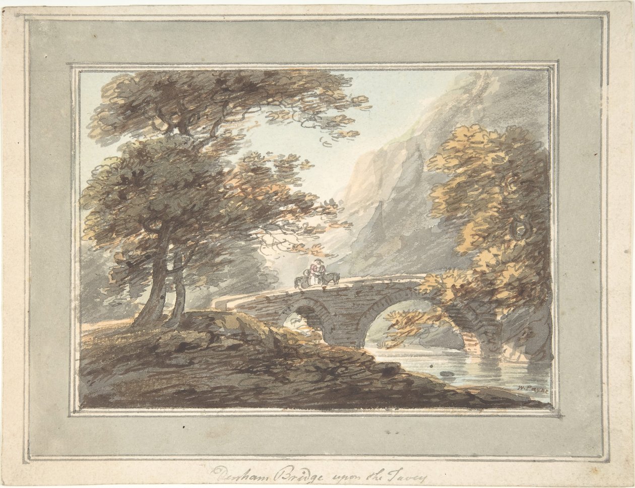 Denham Bridge na Tavy, 1780-1830. autorstwa William Payne