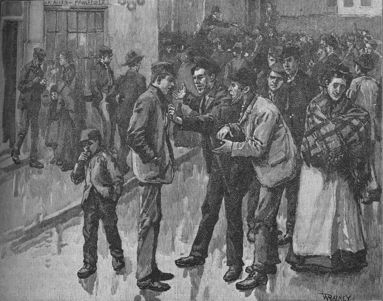 Scena podczas strajku Prestona, ok. 1890 r. autorstwa William Rainey