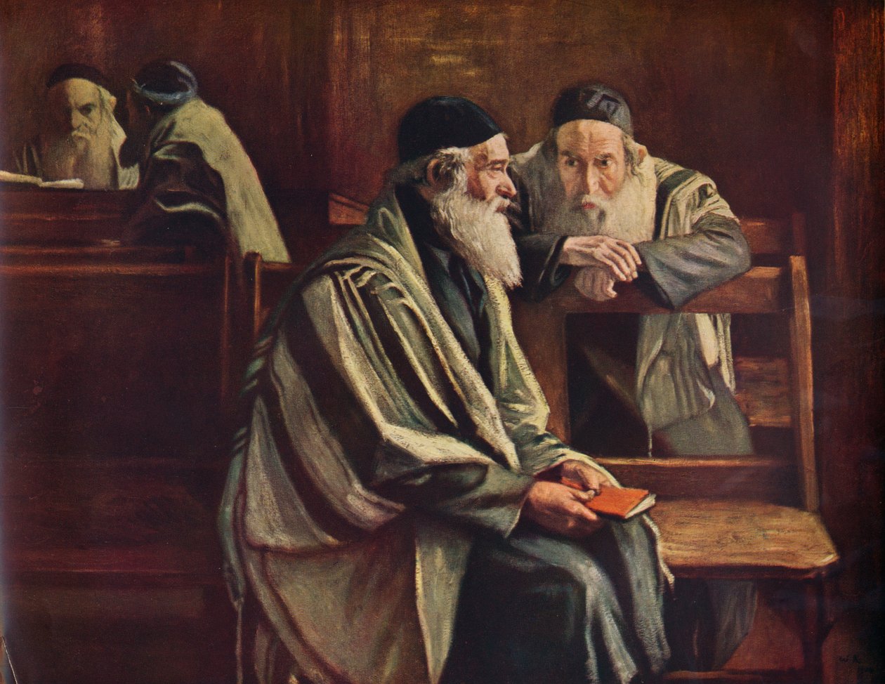 Synagoga żydowska, Spitalfields, 1935 autorstwa William Rothenstein