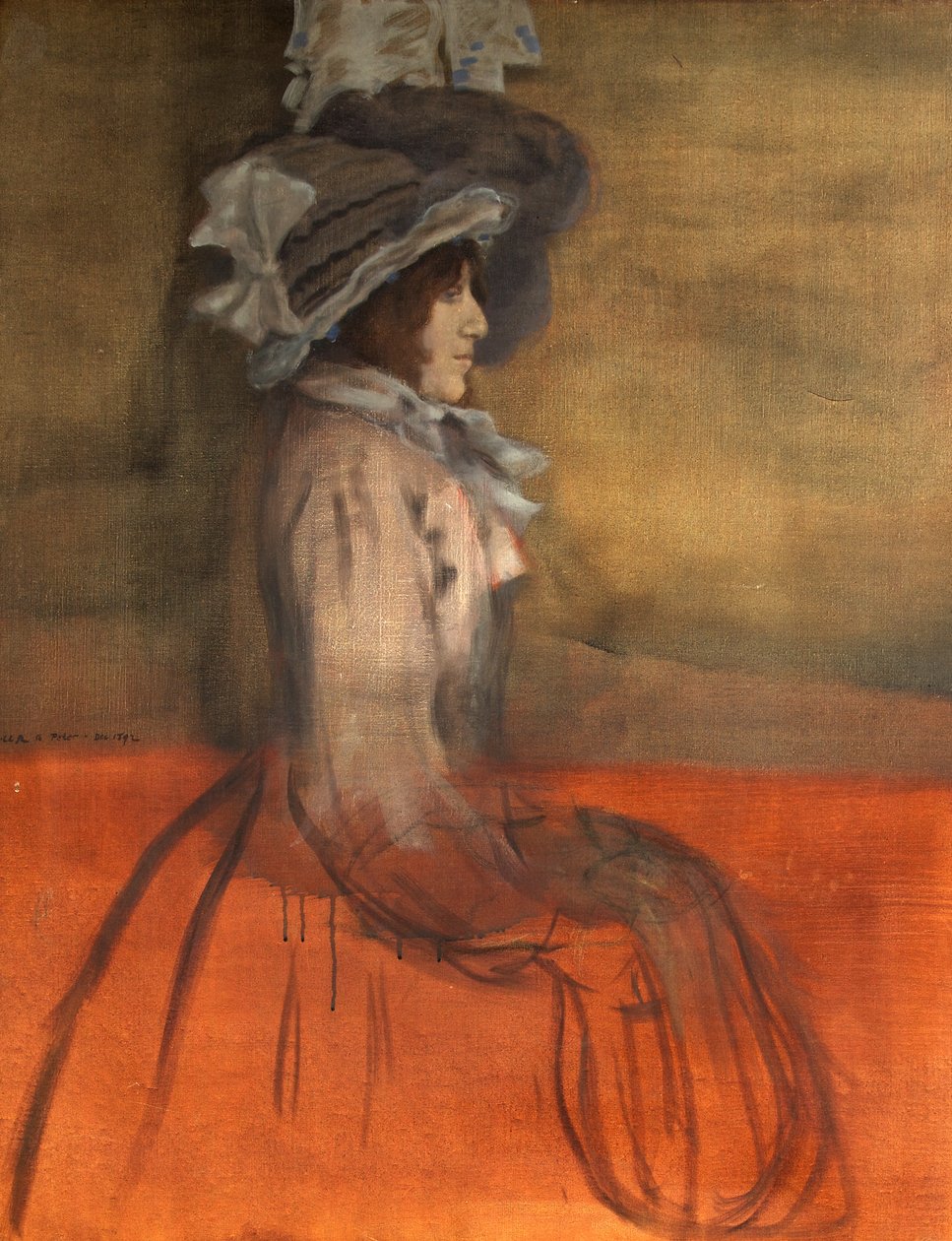 Portret damy w kapeluszu autorstwa William Rothenstein