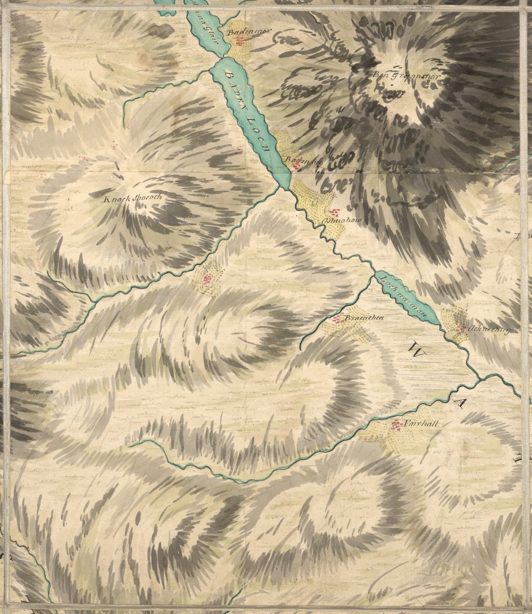 Loch Badenloch, Roy Military Survey of Scotland autorstwa William Roy