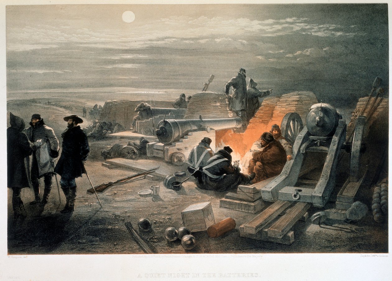 Spokojna noc na bateriach, 1855. autorstwa William Simpson