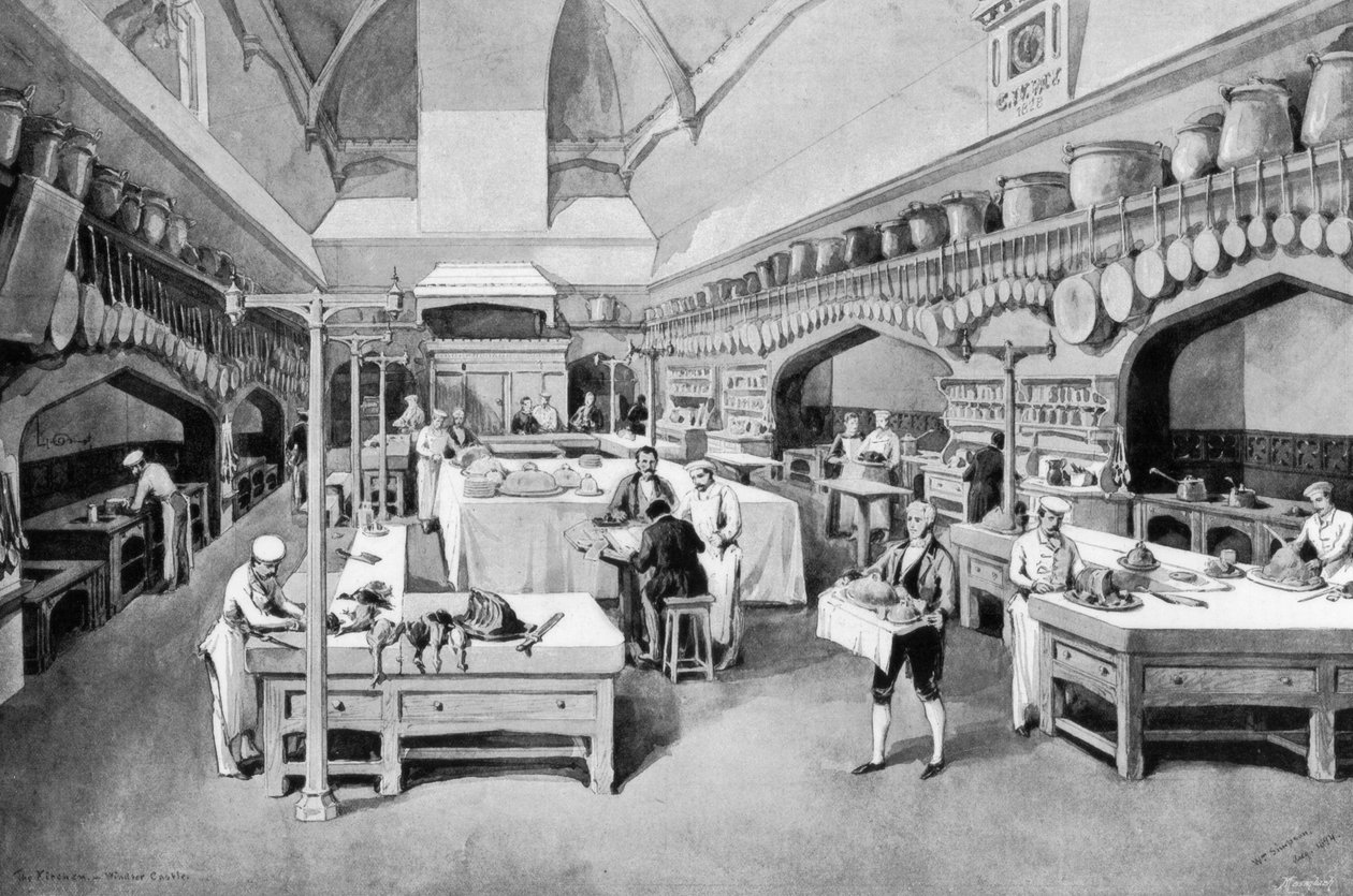 Kuchnia zamku Windsor na Boże Narodzenie, 1894 r. autorstwa William Crimea Simpson