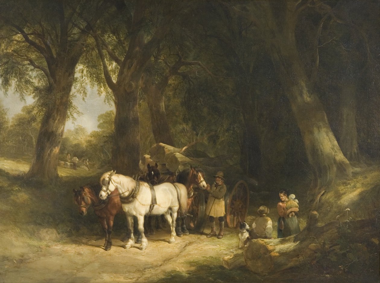 Wóz drzewny (olej na płótnie) autorstwa William Snr. Shayer