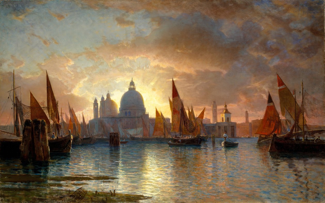 Santa Maria della Salute, Zachód słońca, 1870-85. autorstwa William Stanley Haseltine