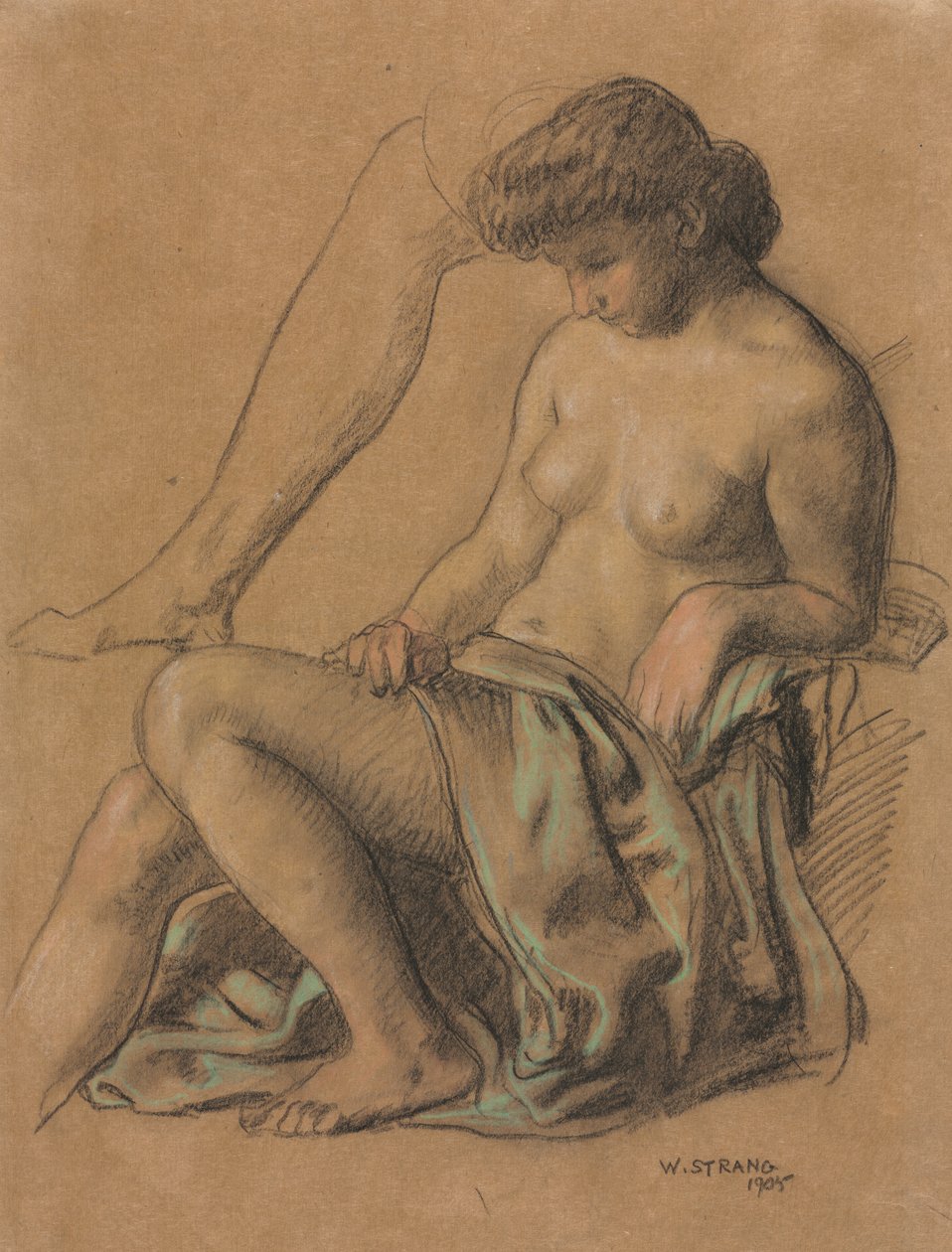 Drapowana postać siedząca, 1905. autorstwa William Strang