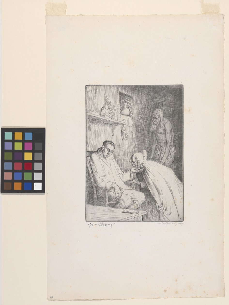 Mężczyzna i czarownica (akwaforta) autorstwa William Strang
