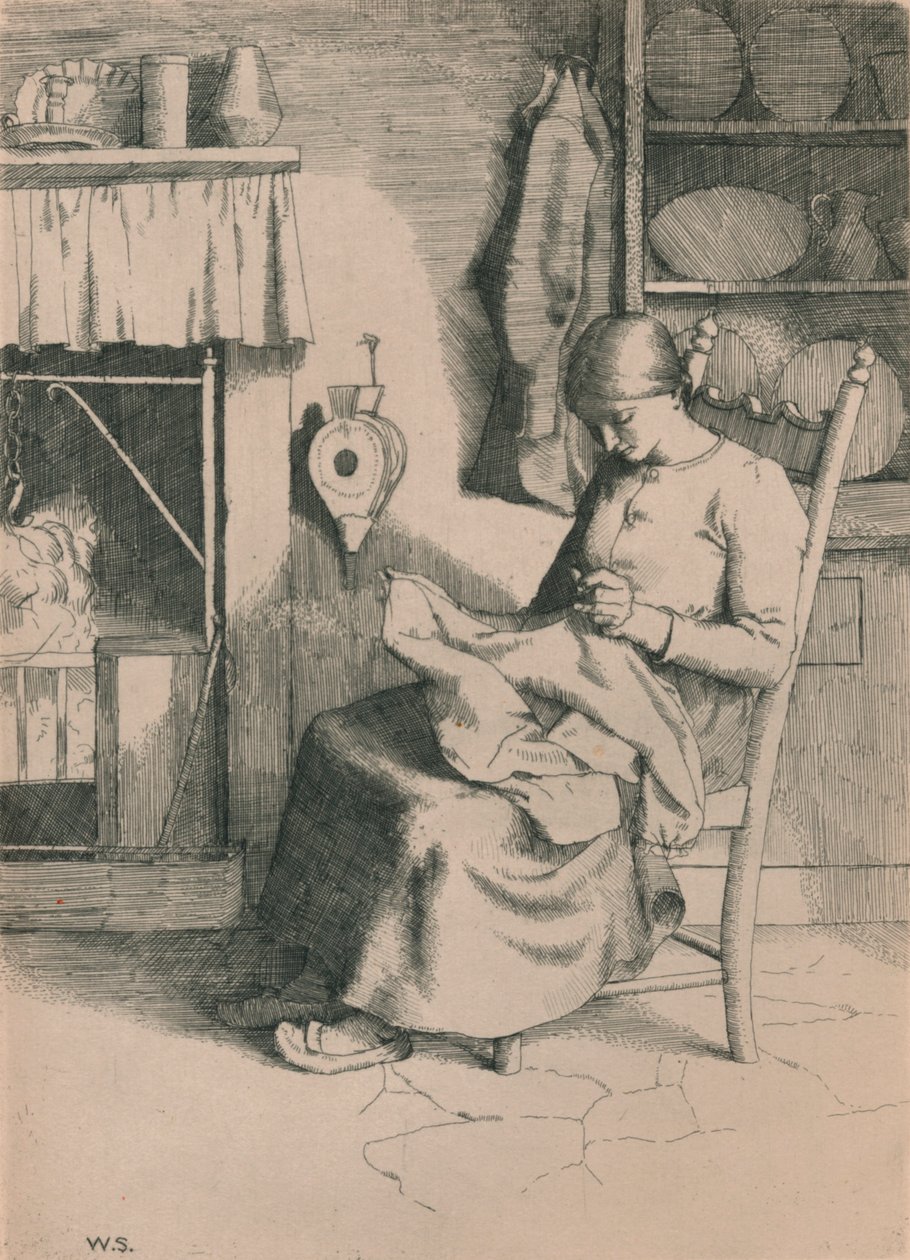 Miłosierdzie w jej pracy, c1916 autorstwa William Strang