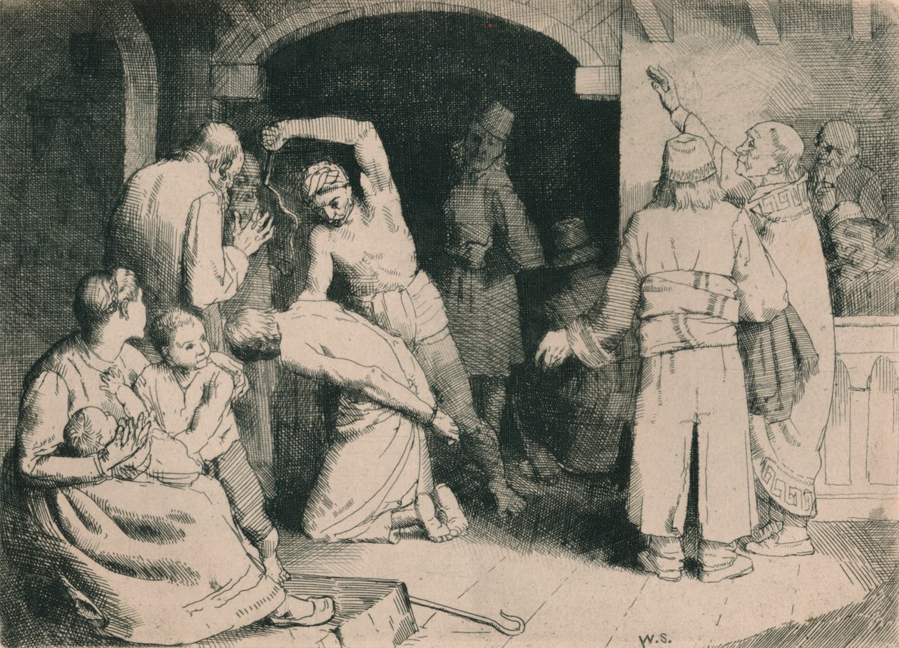 Biczowanie wiernych, ok. 1916 r. autorstwa William Strang