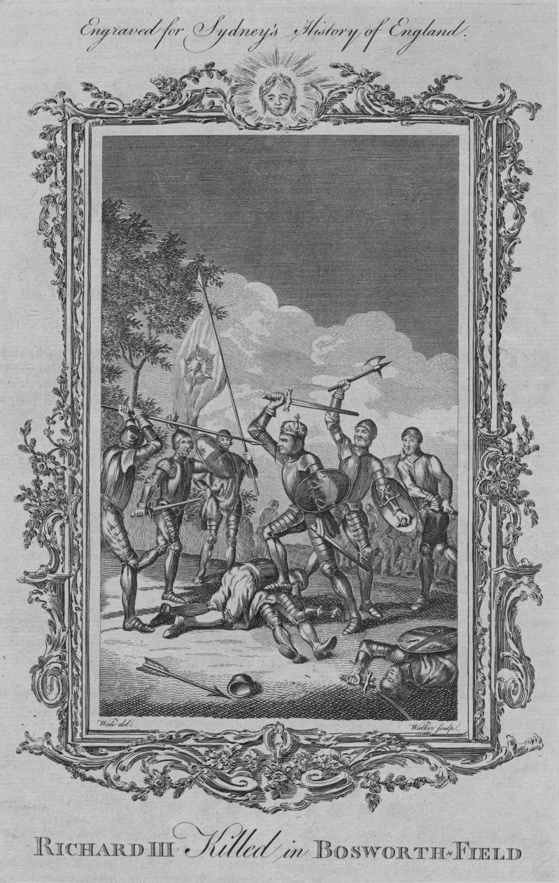 Ryszard III zabity w Bosworth-Field, 1773. autorstwa William Walker