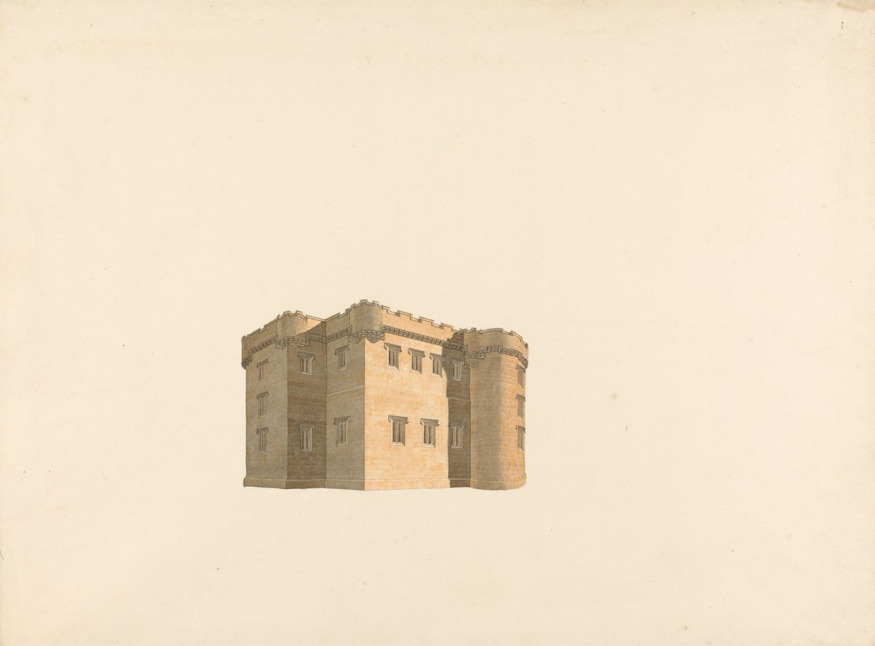 Zamek Cluny, Aberdeenshire, Szkocja: Perspektywa autorstwa William Wilkins
