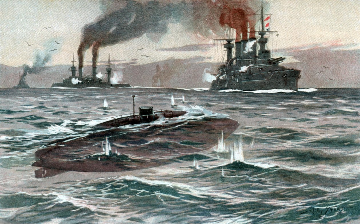 Łódź podwodna, c1905 (akwarela) autorstwa Willy Stöwer
