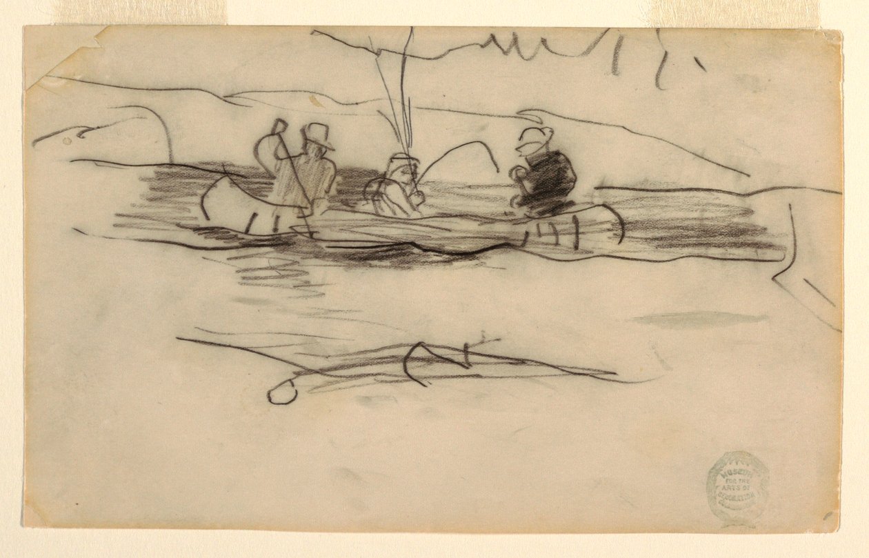 Rybak i dwóch innych mężczyzn w kajaku autorstwa Winslow Homer