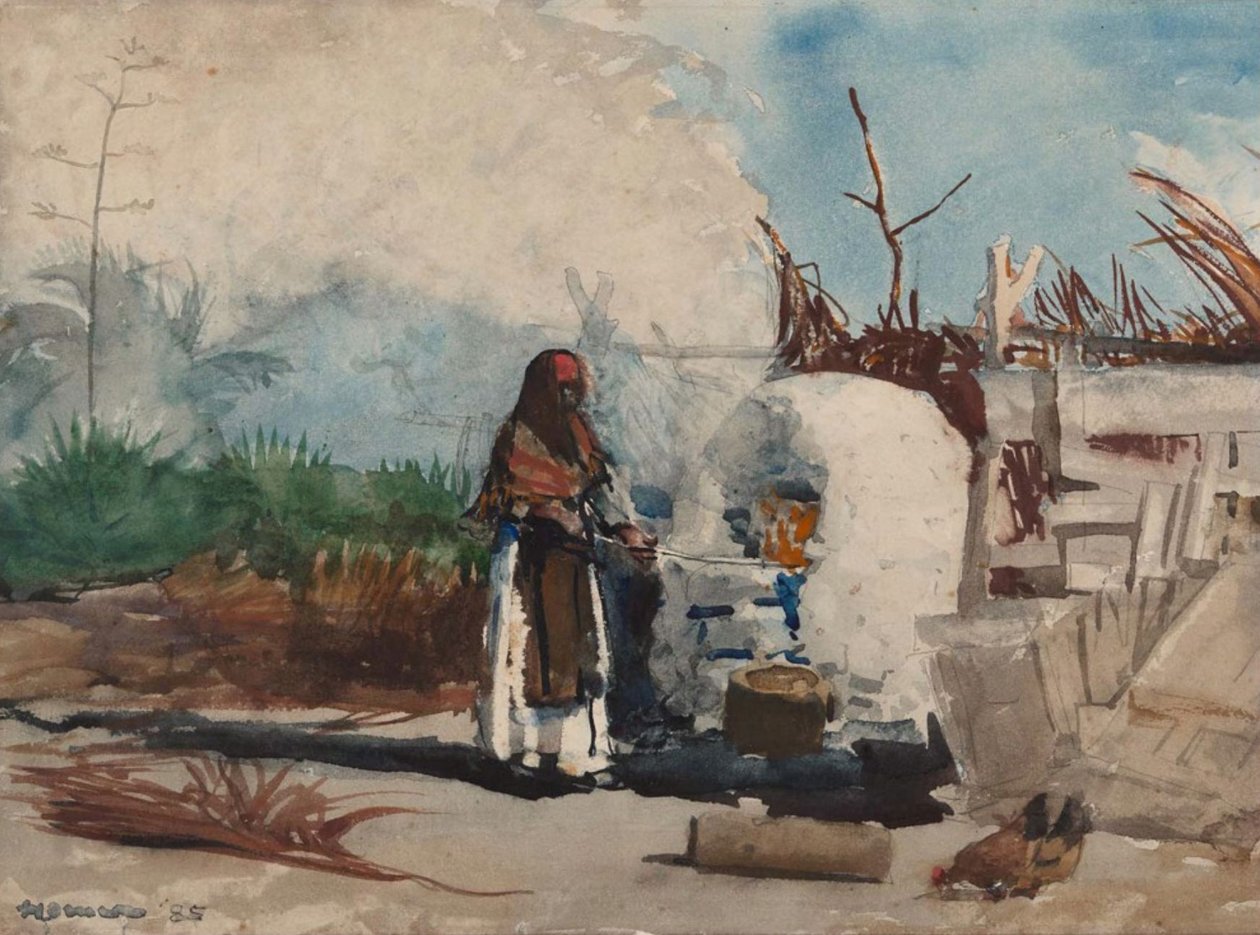 Miejscowa kobieta gotuje, Bahamy autorstwa Winslow Homer