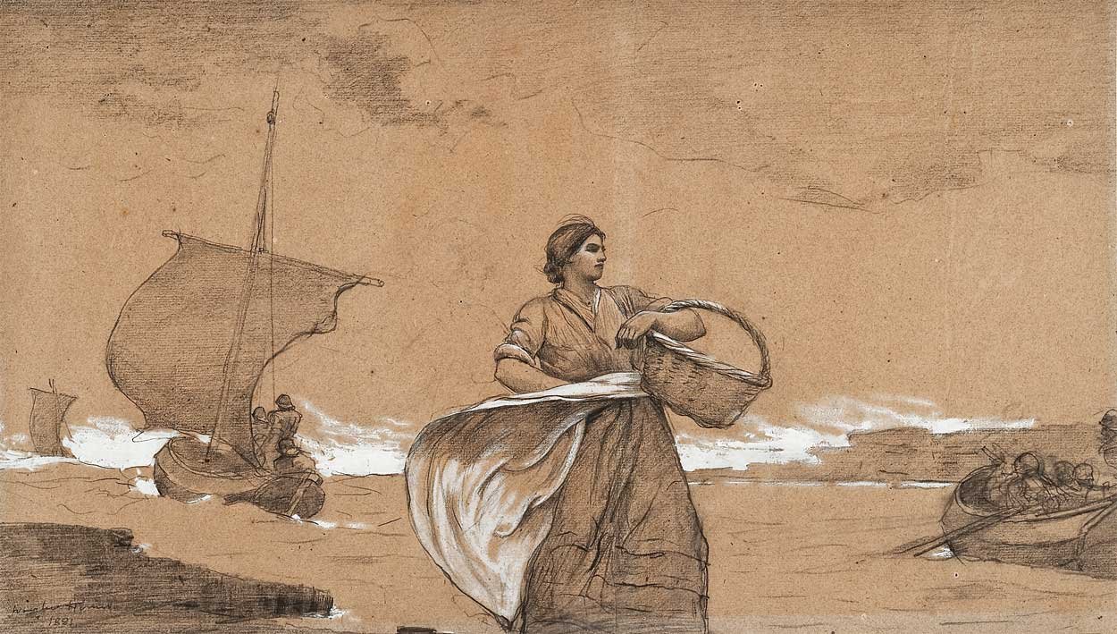 Wietrzny dzień, Cullercoat autorstwa Winslow Homer