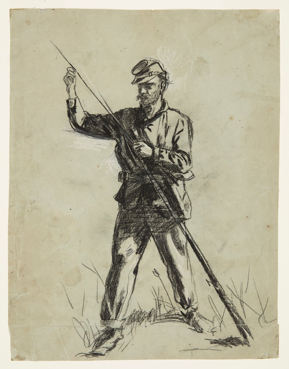 Żołnierz kawalerii ładujący karabin autorstwa Winslow Homer