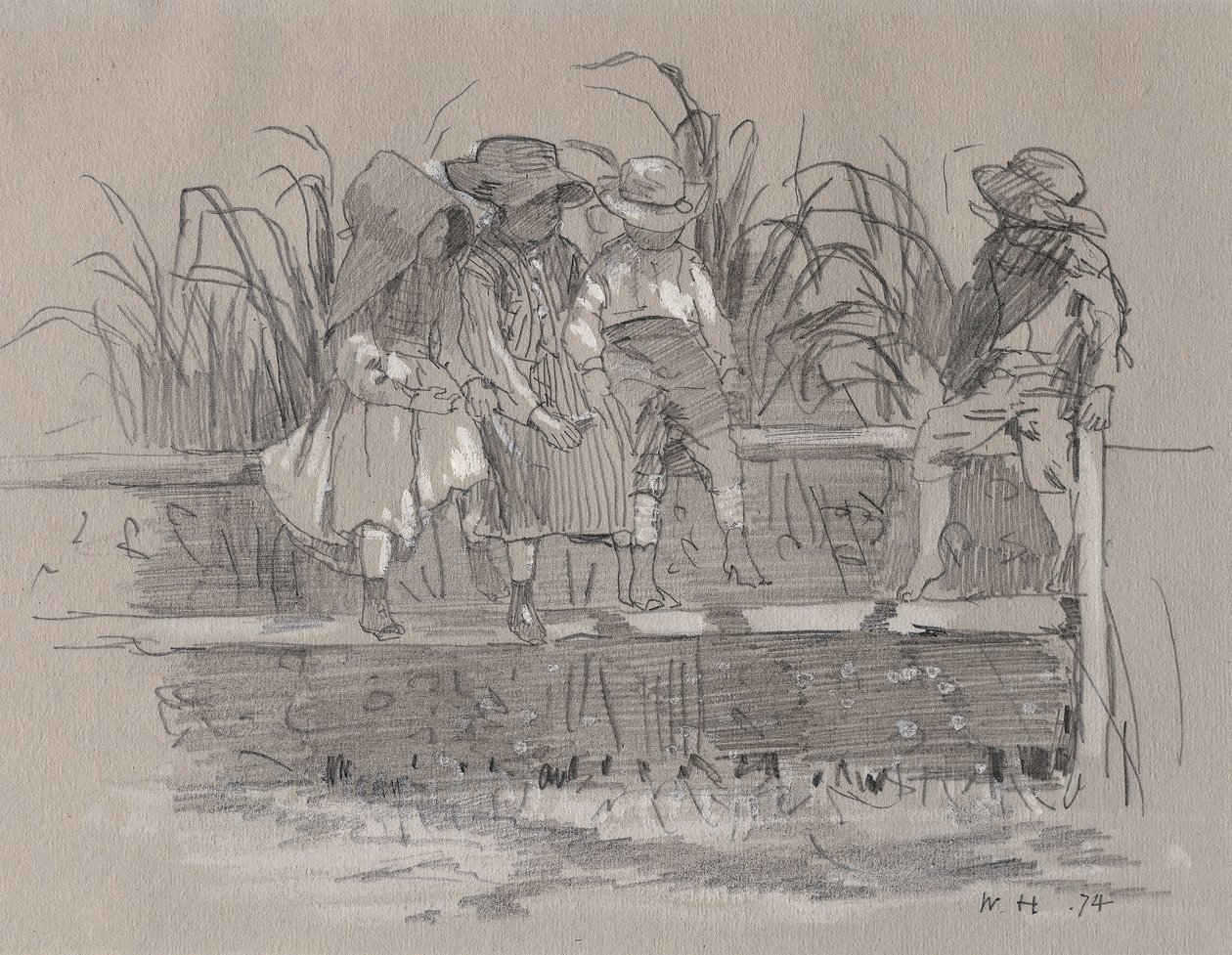 Dzieci siedzące na płocie autorstwa Winslow Homer