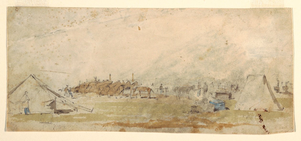 Rysunek, obóz wojskowy, 1862 r. autorstwa Winslow Homer