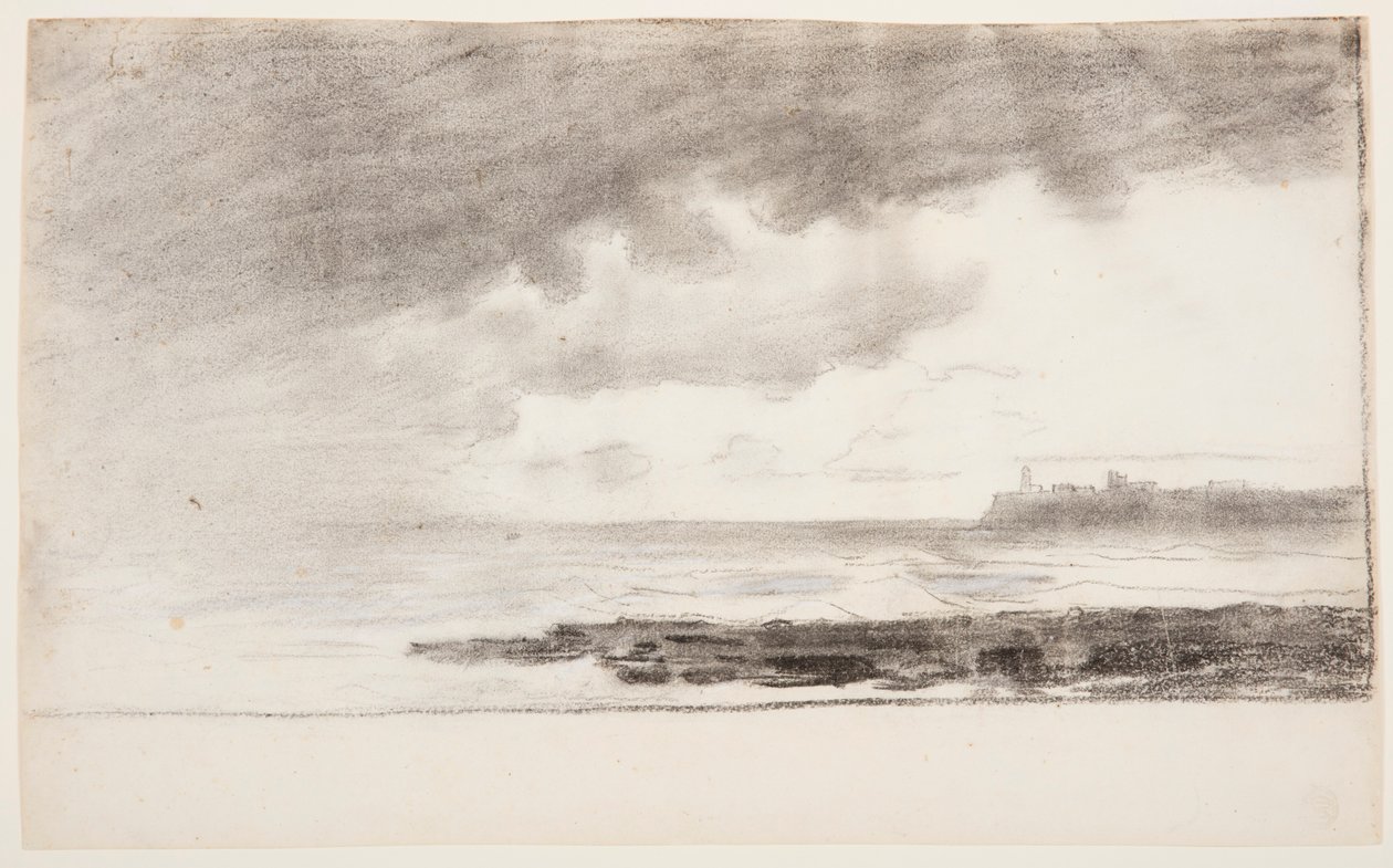 Rysunek, zatoka w Cullercoats, Anglia, 1881 r. autorstwa Winslow Homer