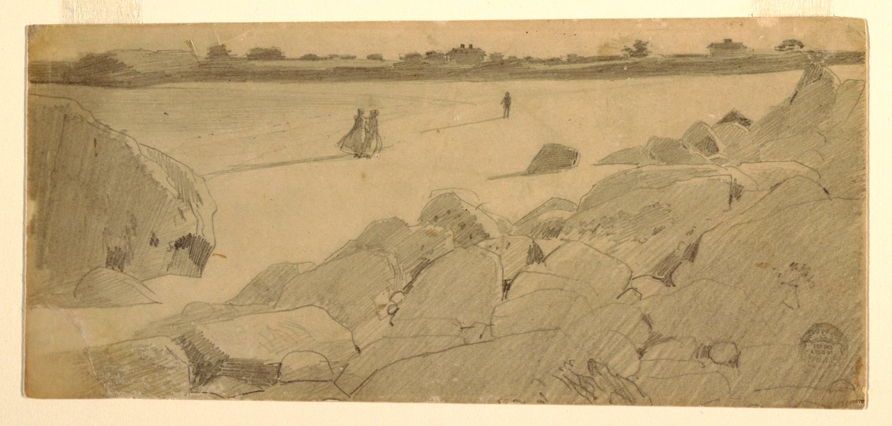 Rysunek, plaża w Marshfield, 1869-74 autorstwa Winslow Homer