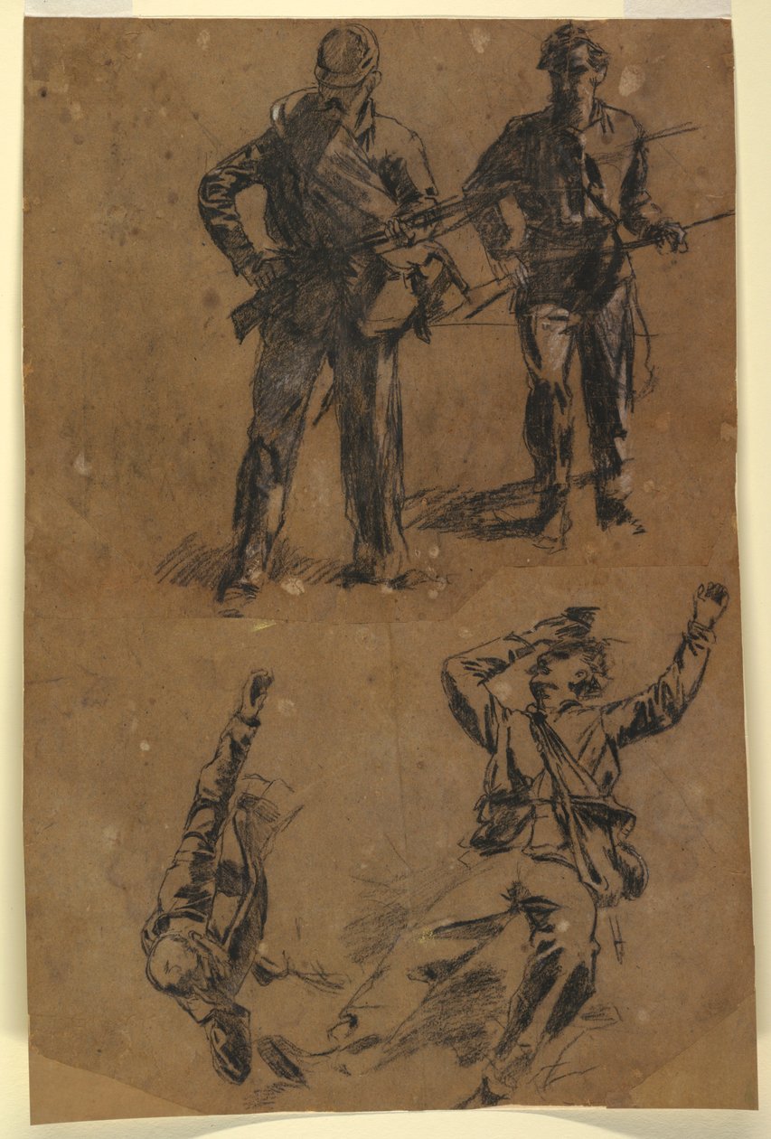 Rysunek, Studia żołnierzy, 1863-65 autorstwa Winslow Homer