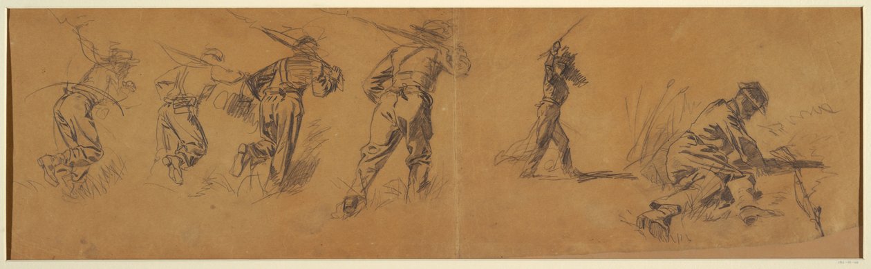 Rysunek, Studia żołnierzy, 1863-65 autorstwa Winslow Homer