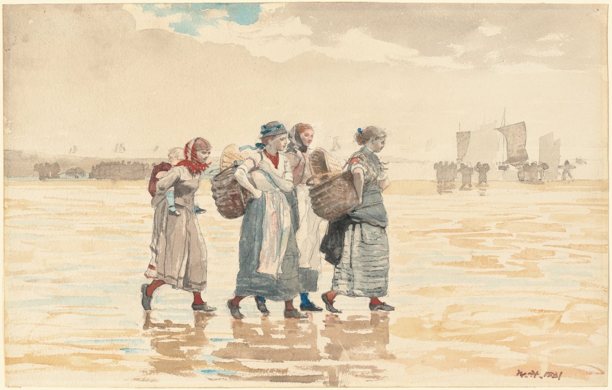 Cztery żony ryb na plaży, 1881. autorstwa Winslow Homer