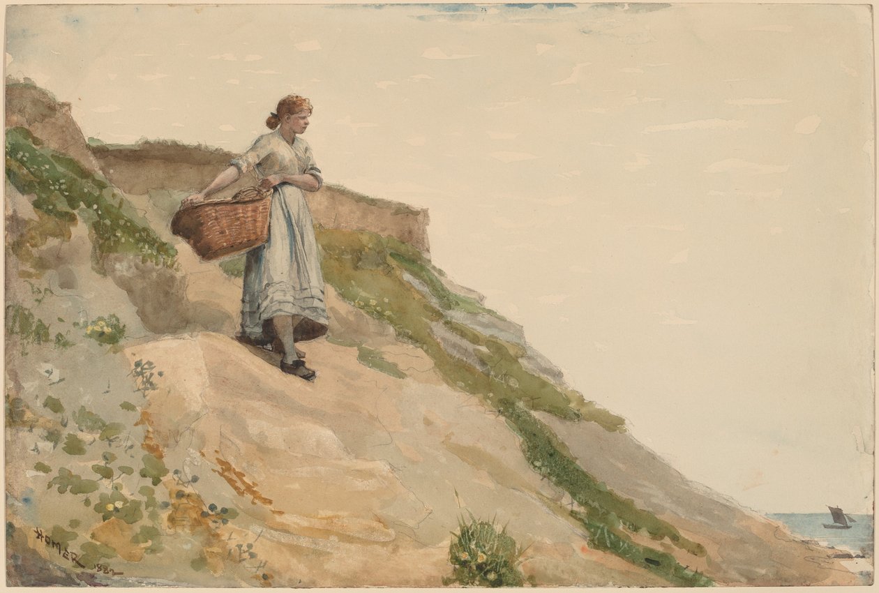 Dziewczyna niosąca kosz, 1882. autorstwa Winslow Homer