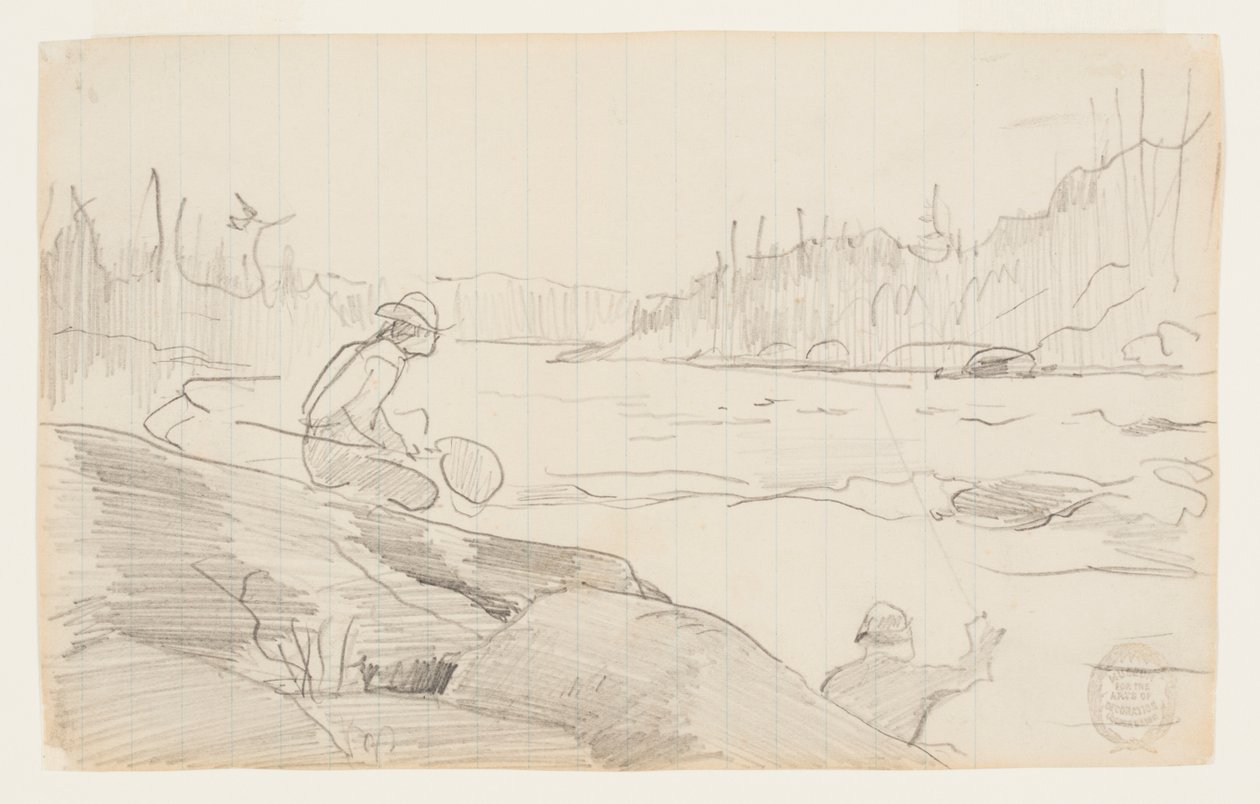 Mężczyźni wędkujący na wędkę i sieć autorstwa Winslow Homer