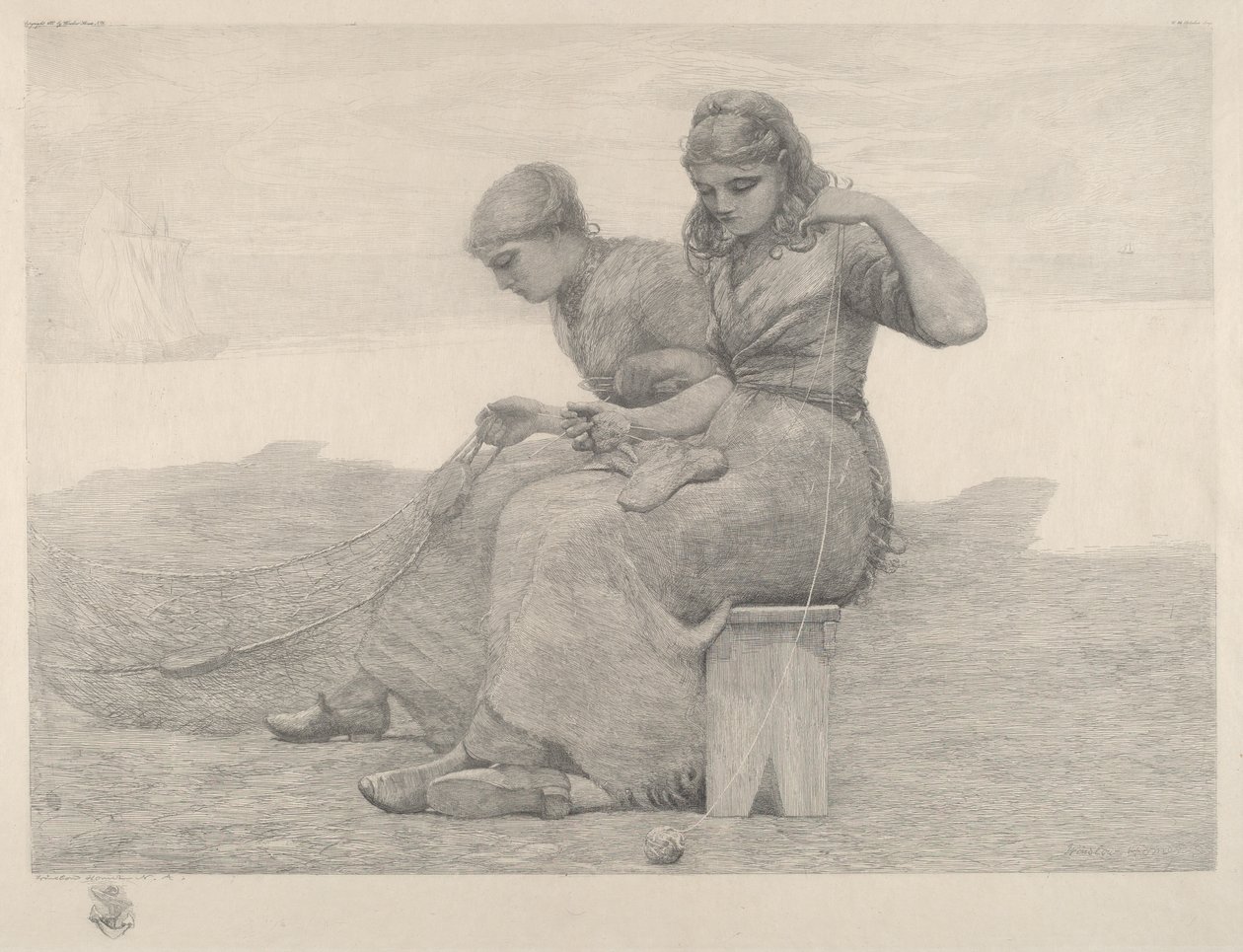 Naprawianie sieci autorstwa Winslow Homer