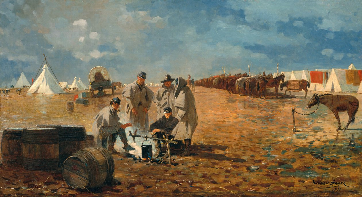 Deszczowy dzień w obozie, 1871 autorstwa Winslow Homer