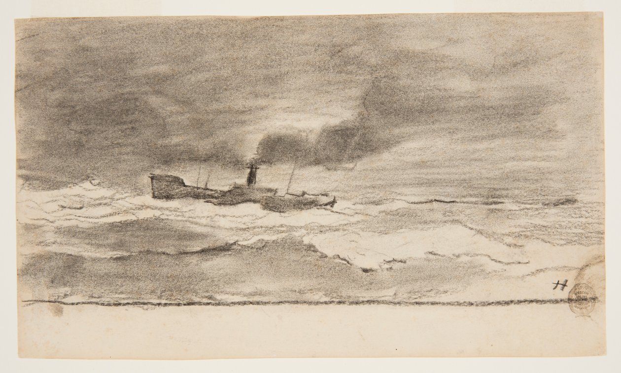 Pejzaż morski z trawlerem rybackim, Cullercoats, Anglia autorstwa Winslow Homer