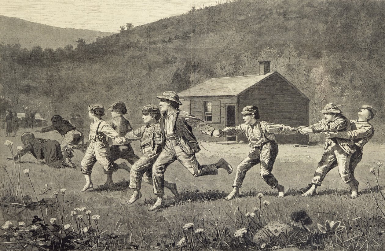 Snap the Whip (drzeworyt) autorstwa Winslow Homer