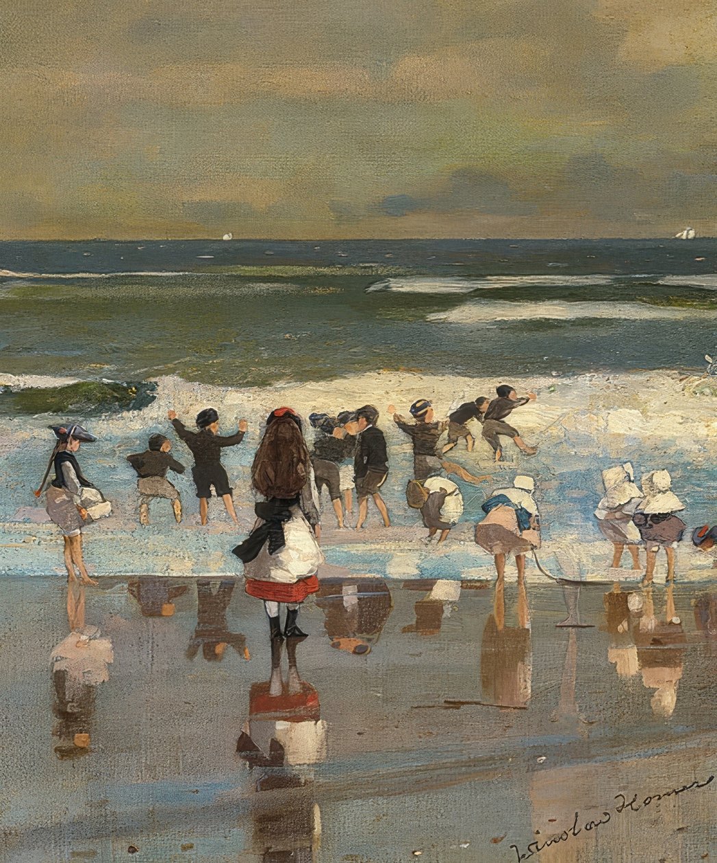 Scena na plaży. Około 1869 r. autorstwa Winslow Homer