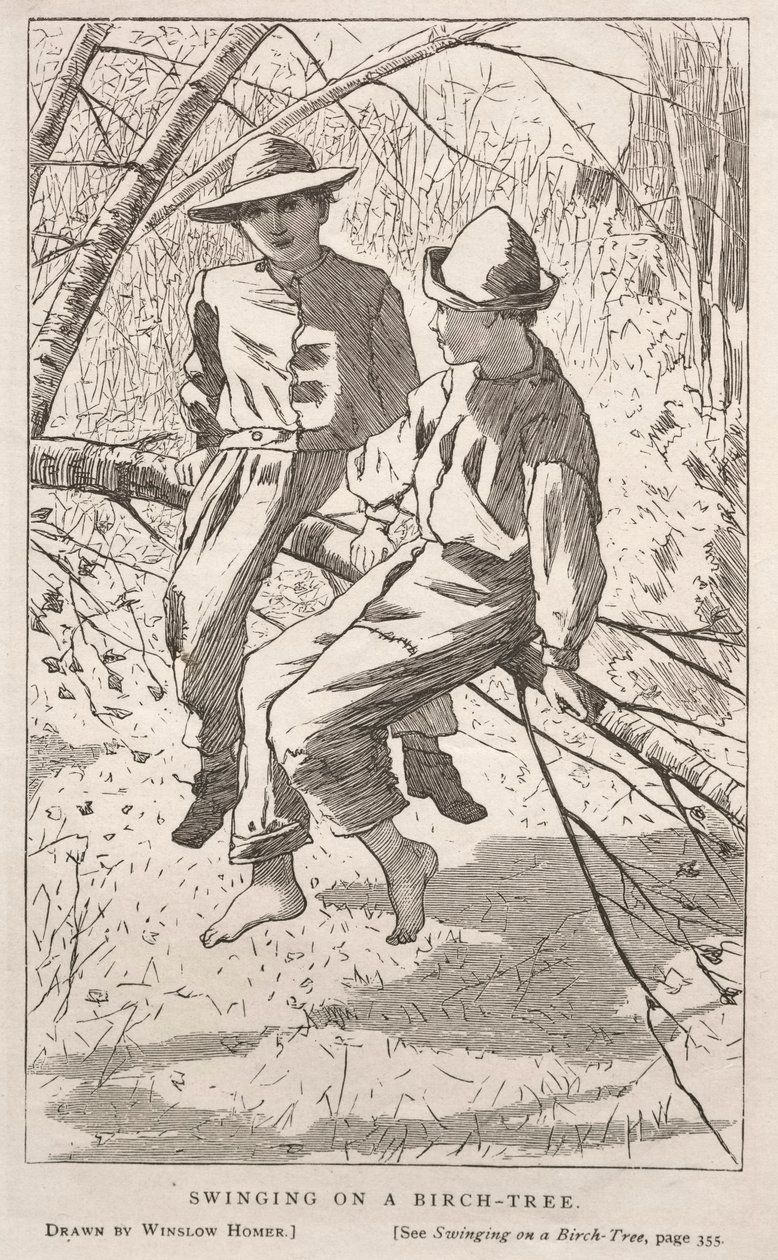 Kołysanie się na brzozie, 1867. autorstwa Winslow Homer